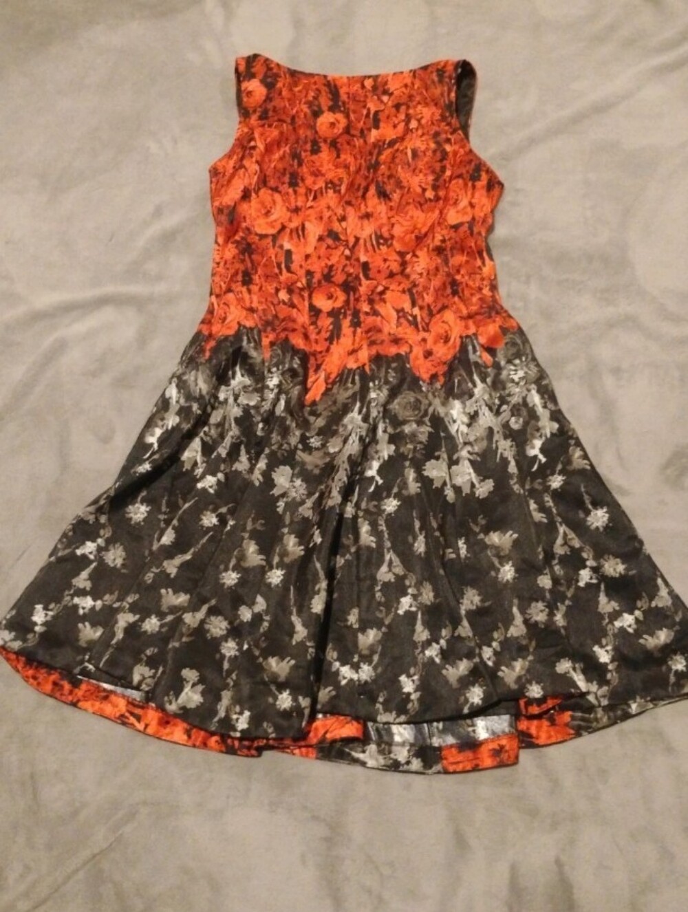 Julian Taylor New York Red & Black Floral Fit & Flare Dress - 8